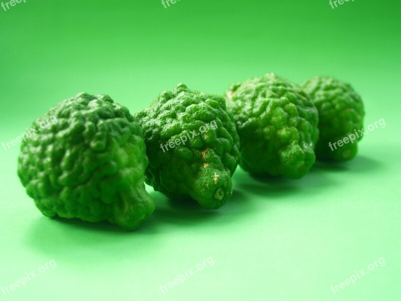 Bergamot Fruit Leaf Isolated Thailand