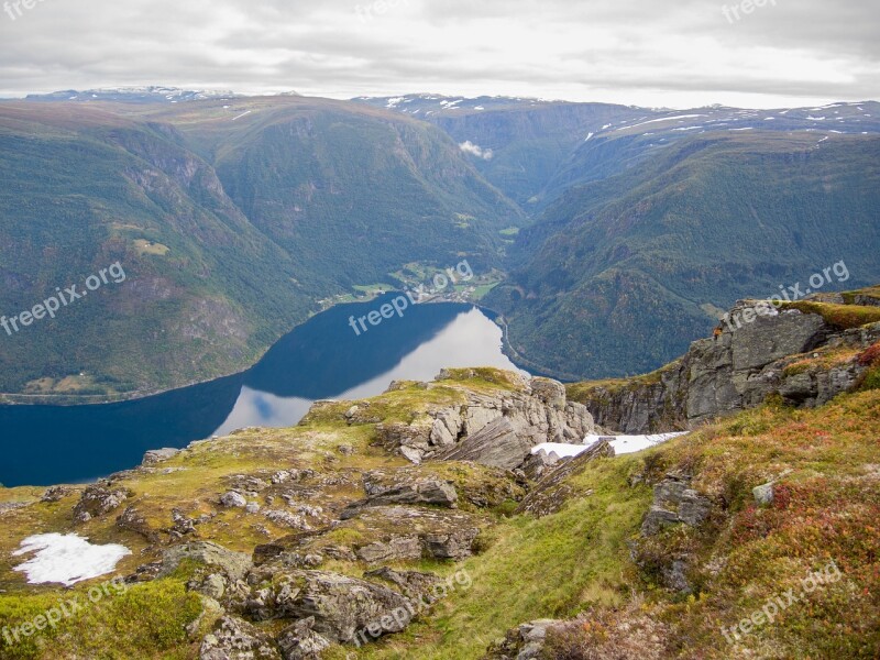 Fjord Valley Norway Mountains Nature