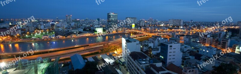 Night Vietnam City Skyline Landmark