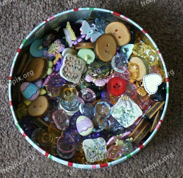 Button Box Buttons Assorted Colorful Craft