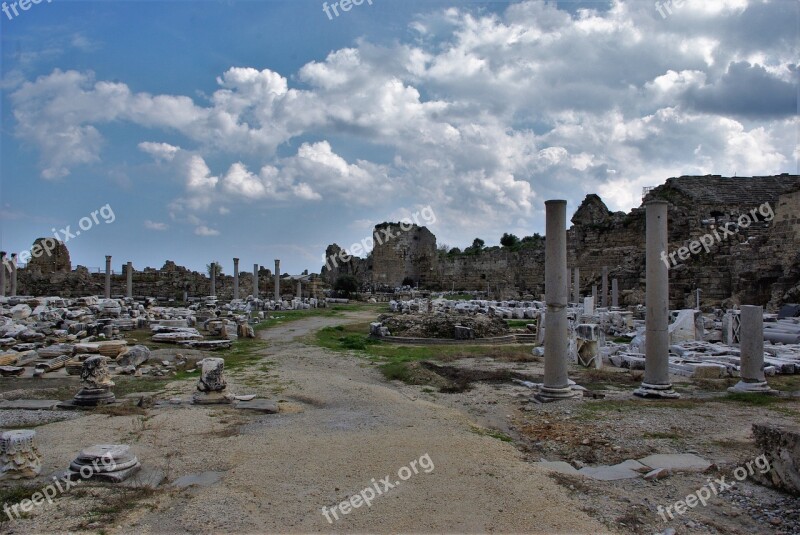 Ruin Side Turkey Ruins Of Side Building