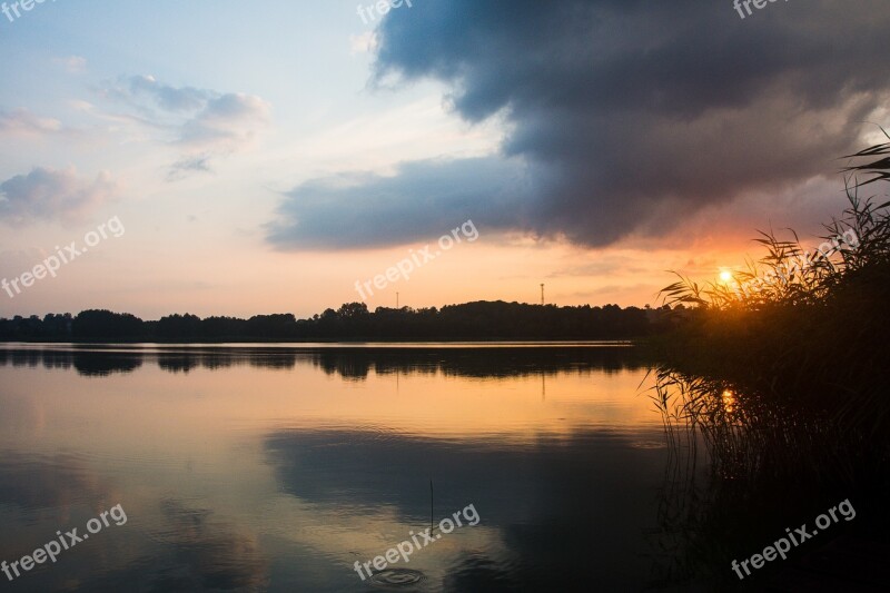 Lake Sunset Masuria Landscape Nature