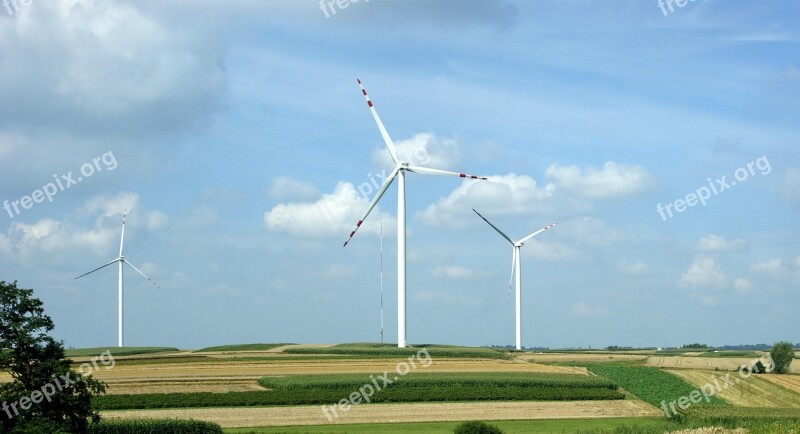 Blue Sky Clouds Windmill Windmill Farm Landscape