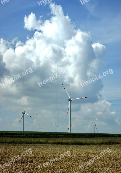 Blue Sky Clouds Windmill Windmill Farm Free Photos