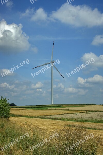 Blue Sky Clouds Windmill Windmill Farm Free Photos