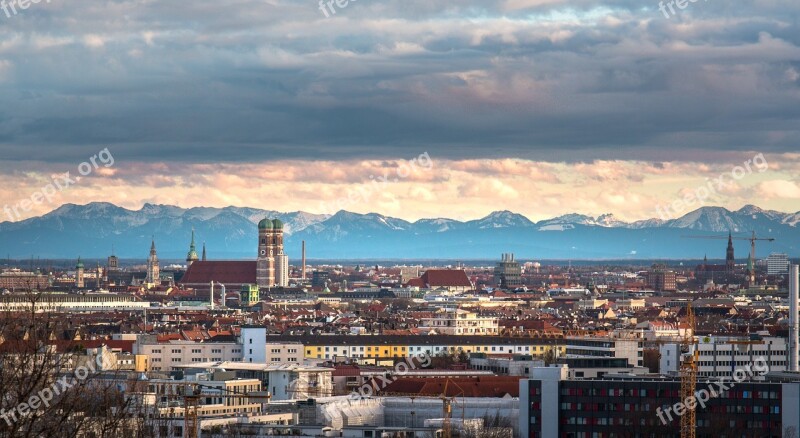 Munich Olympia Mountain Olympic Stadium View Sunset