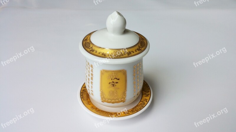 Golden Cup Buddhism Offering Altar