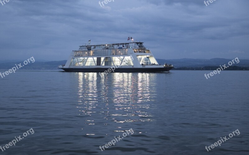 Lake Constance Evening Car Ferry Abendstimmung Port