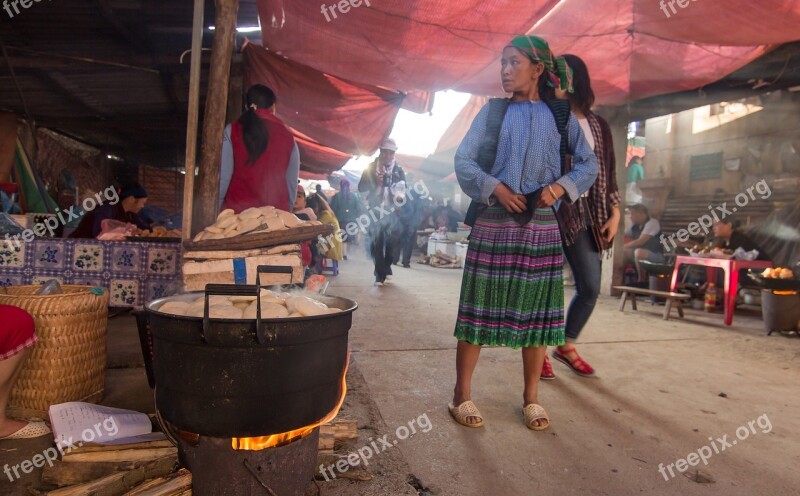 Food Market Vietnam Dong Van Bazaar