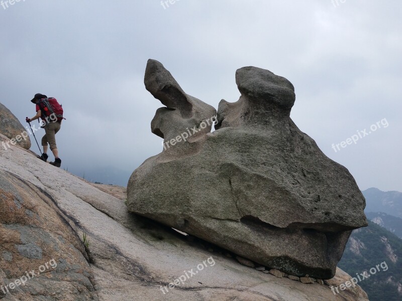 Climbing Bukhansan Mountain Rock Hiking Top