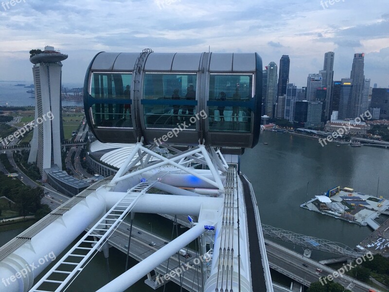 Singapore Flyer Ferries Wheel Singapore Skyline Free Photos