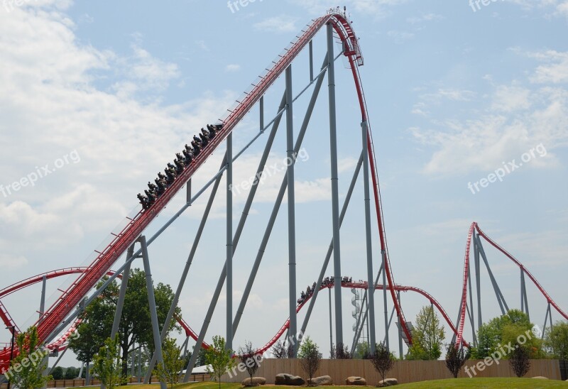 Roller Coaster People Thrill Park Amusement