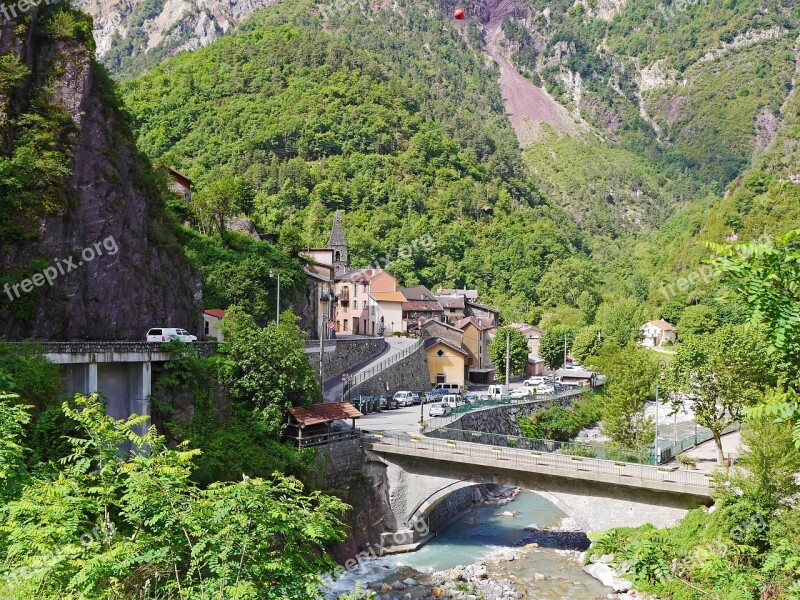 Saint-sauveur-sur-tinée Maritime Alps South Of France Village Bridge