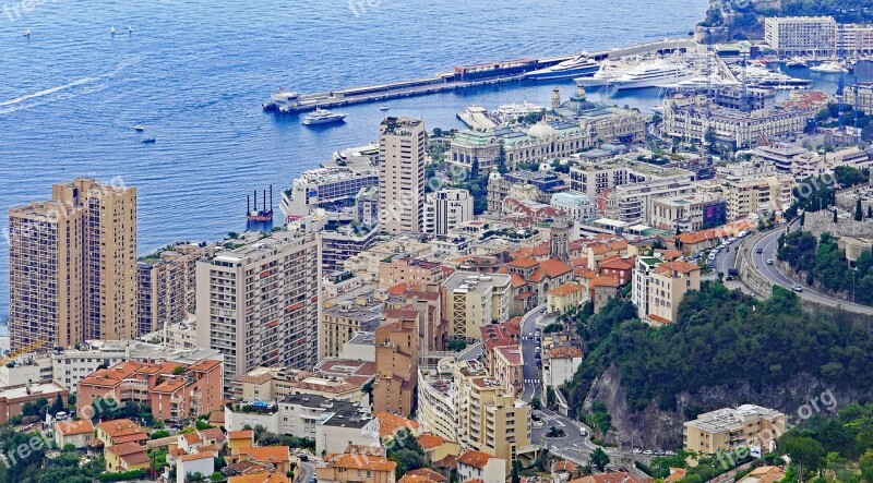 Monaco Center Monte Carlo Skyscrapers Densely Built