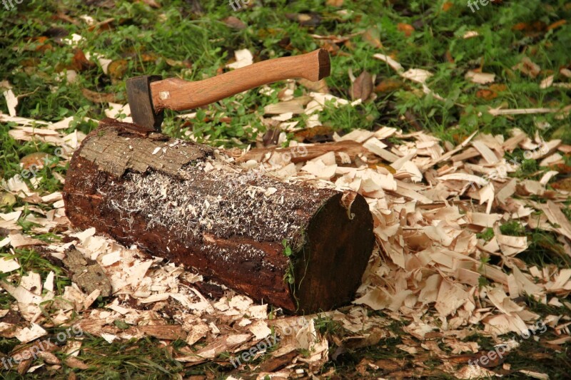 Axe Log Chips Wood Chop Ax