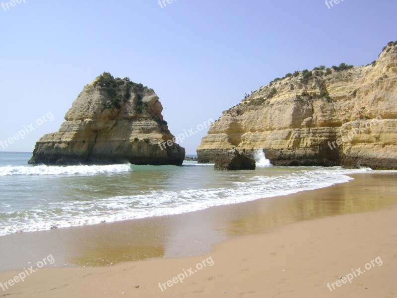 Coastline Beach Sand Waves Rocks