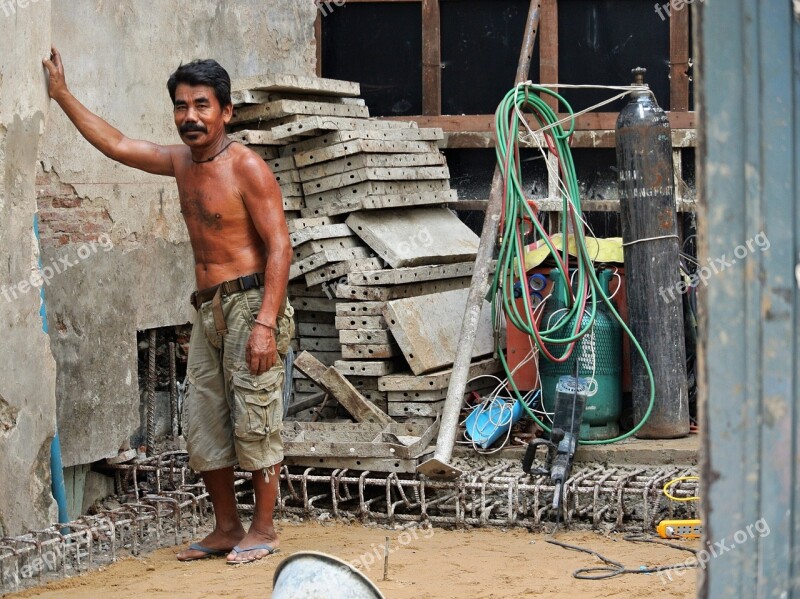 Under Construction Worker Concrete Thailand Bangkok