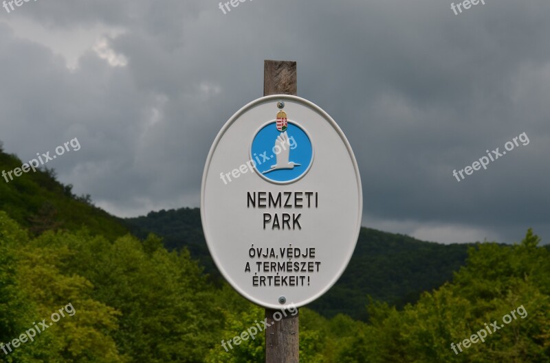 Sign National Park Hungary Nature Forest