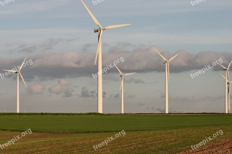 Windräder Field Wind Energy Sky Energy Revolution