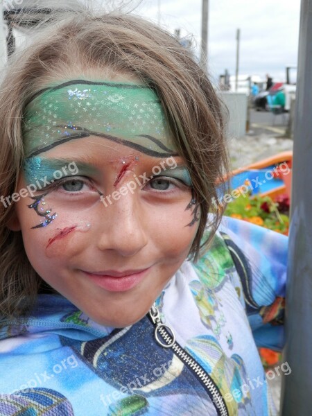 Child Girl Smiling Facepaint Face Paint