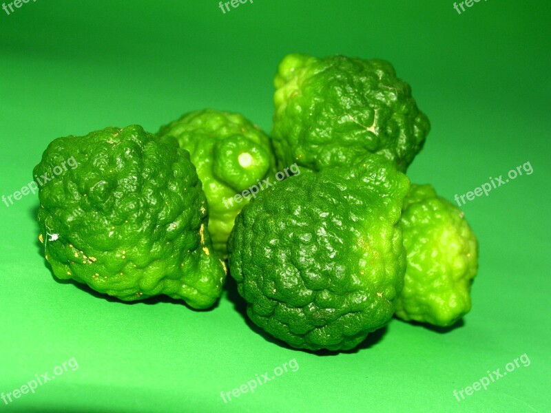 Bergamot Fruit Leaf Isolated Thailand