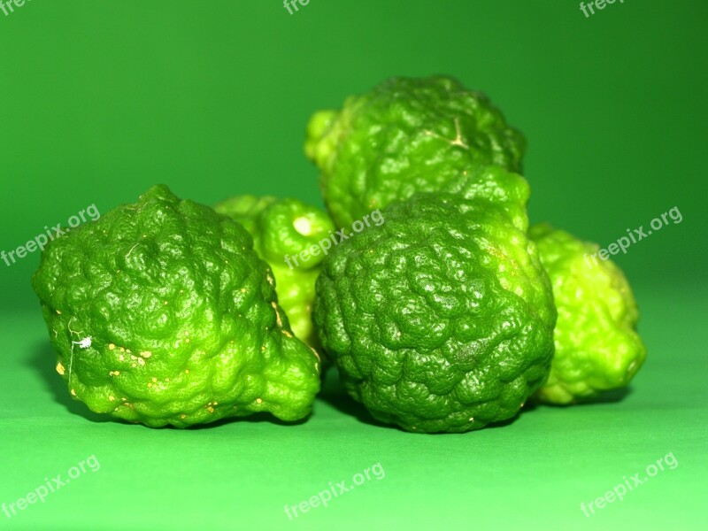 Bergamot Fruit Leaf Isolated Thailand