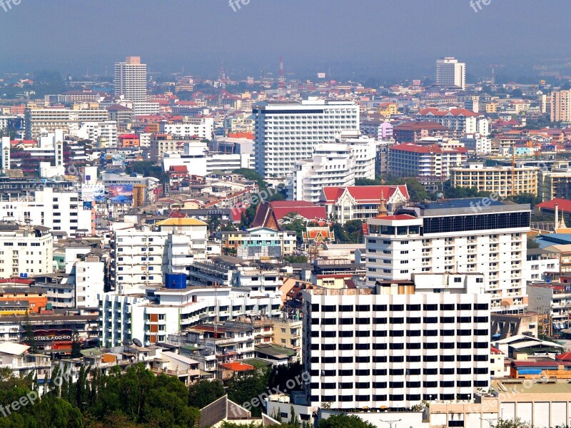 Pattaya Thailand Beach Hill Downtown