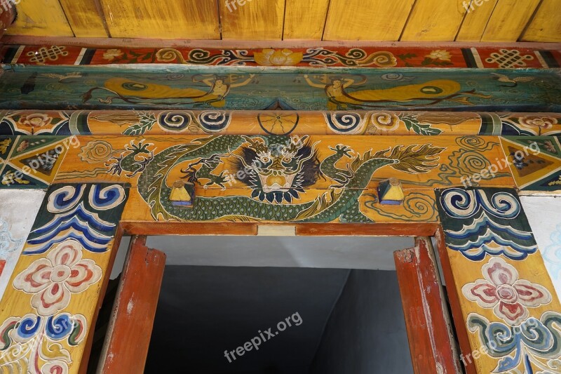 Temple Zhangye Door Trim Pattern Free Photos