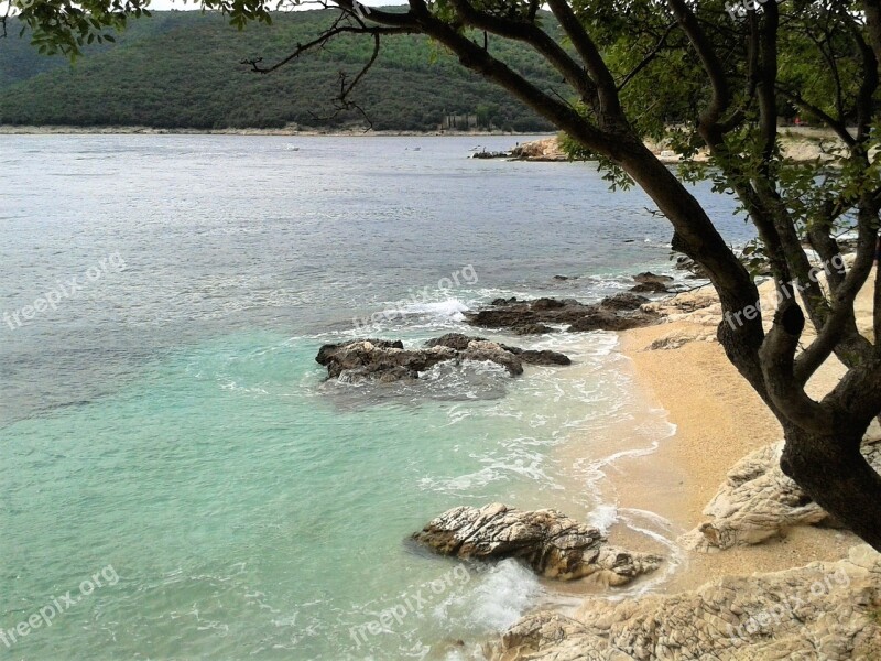 Rabac Croatia Sea Water Rock