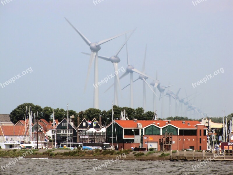 Wind Turbine Wind Energy Landscape Horizon Fishing Village