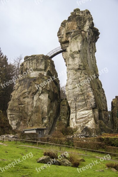 Rock Bridge Externsteine Nature Autumn