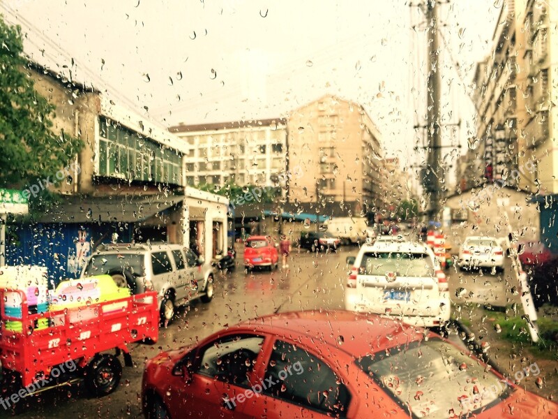 Yiyang Window Rain Road Street