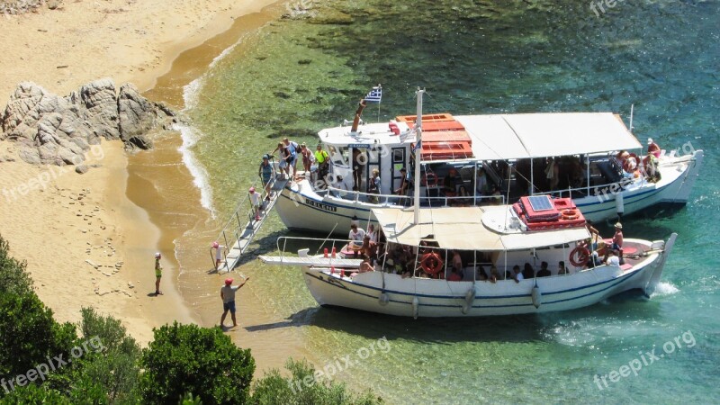 Greece Skiathos Diamanti Beach Beach Boat