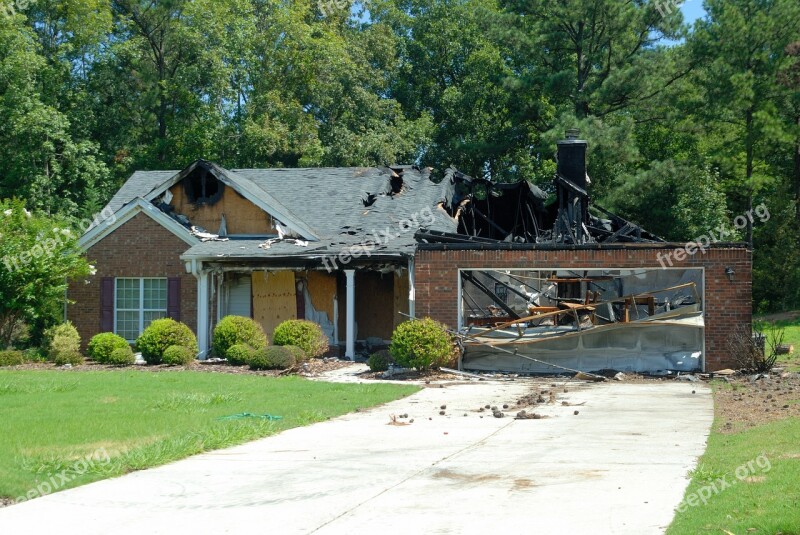 House Fire Home Destruction Smoke Fireman