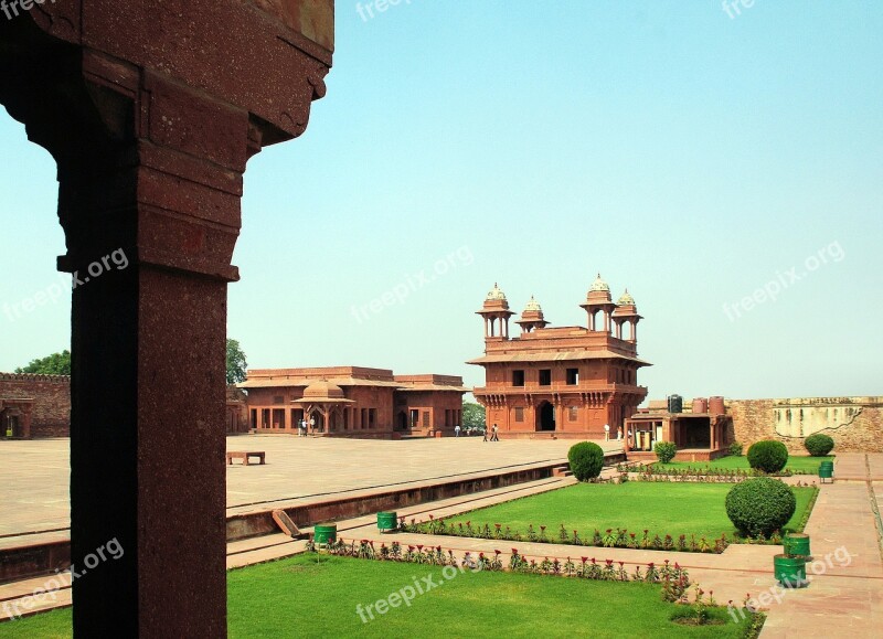 India Fathepur Sikri Palace Khan Pink Sandstone