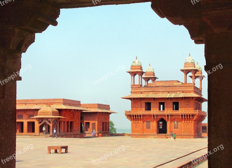 India Fathepur Sikri Palace Khan Pink Sandstone