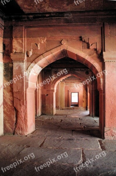 India Fathepur Sikri Palace Khan Pink Sandstone