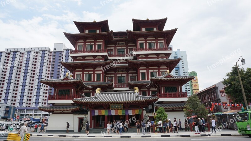 Budda Tooth Temple Chinatown Singapore Free Photos