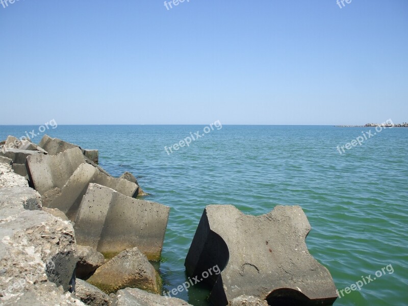 Black Sea Romania Rocks Horizon Free Photos