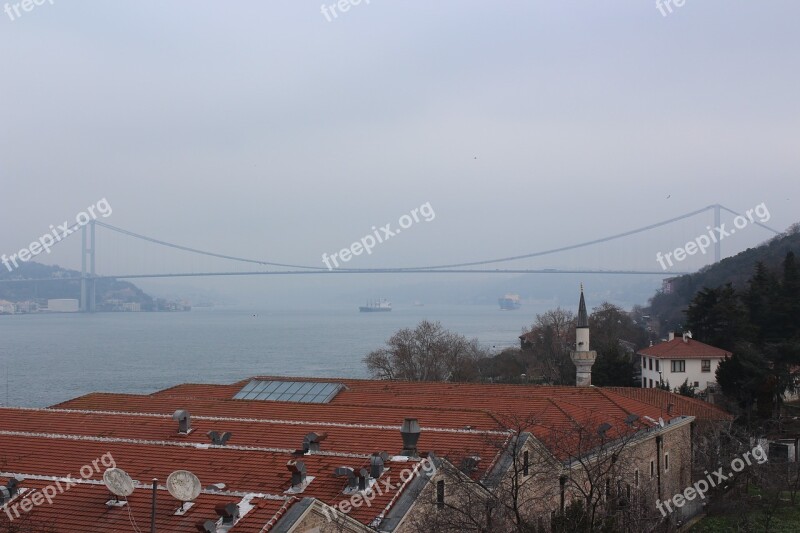 Bridge Fatih Sultan Mehmet Roofs Bosphorus Istanbul