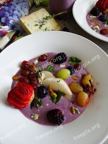 Cold Soup Fruit Strawberry Appetizer Grapes