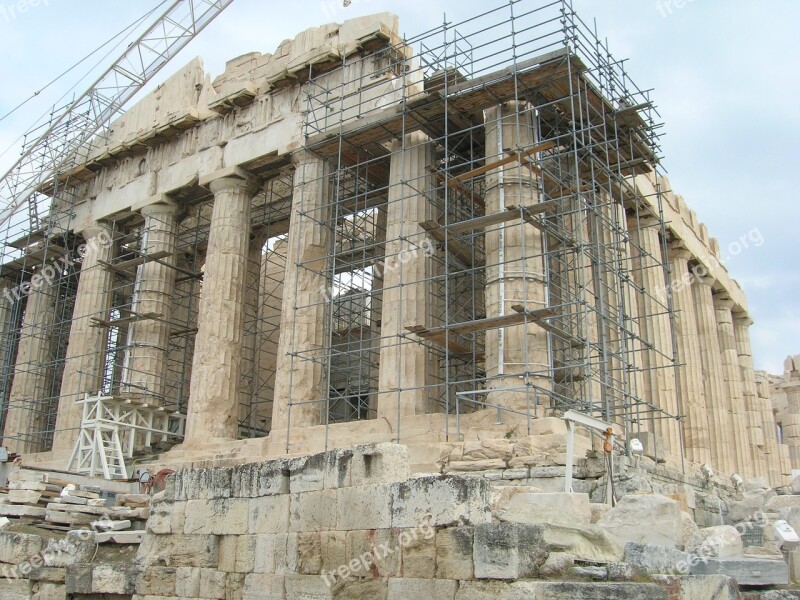 Ancient Ruins Acropolis Restoration Athens Greece