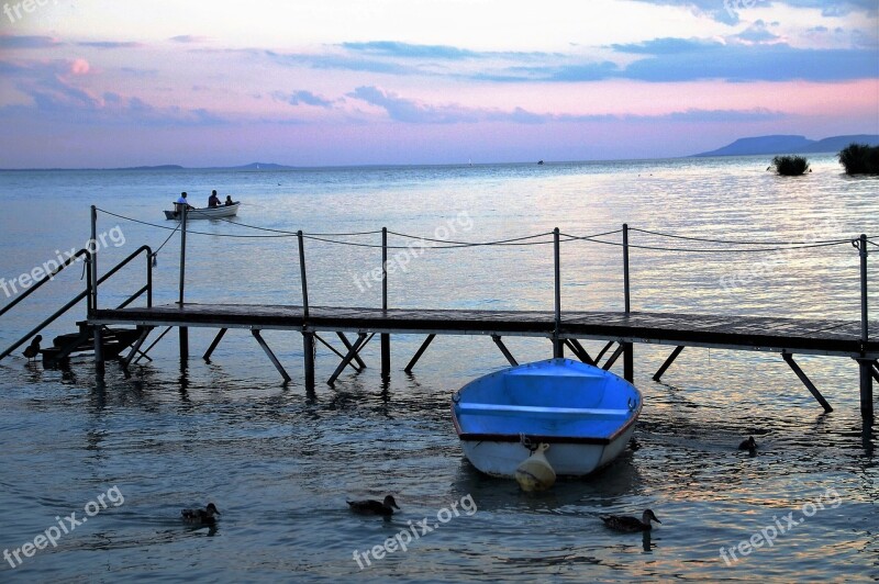 Rowboat Lake Evening Twilight Pier