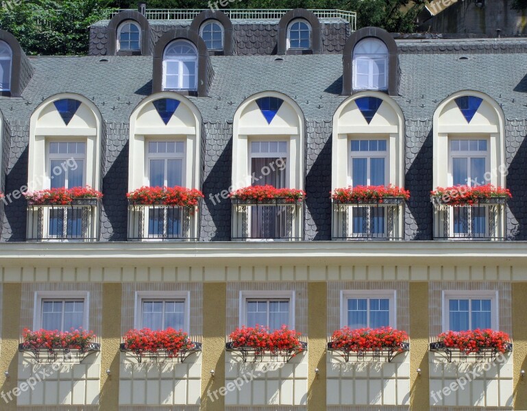 Architecture Facade Balconies Flowers Hotel