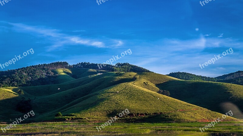 Mountain Sky Blue Green Hill