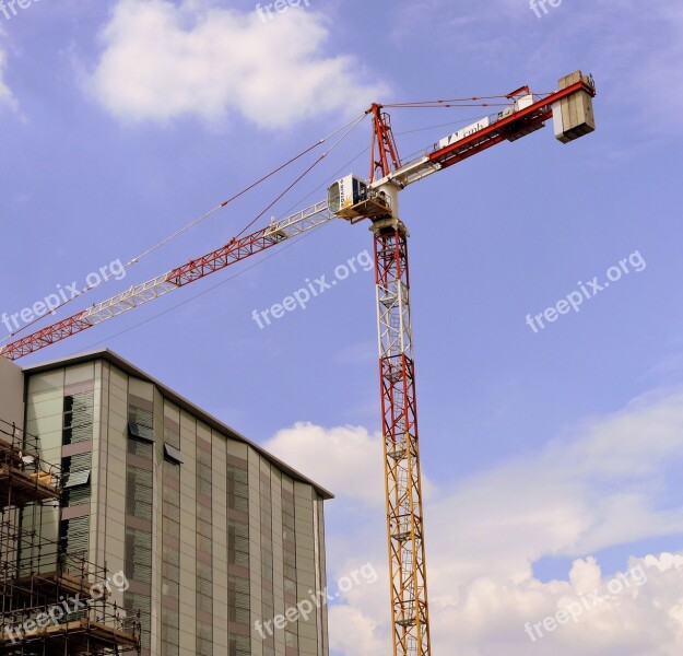 Crane Construction Work Scaffolding Building