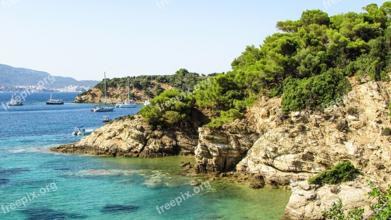 Greece Tsougkria Island Coast Rocky