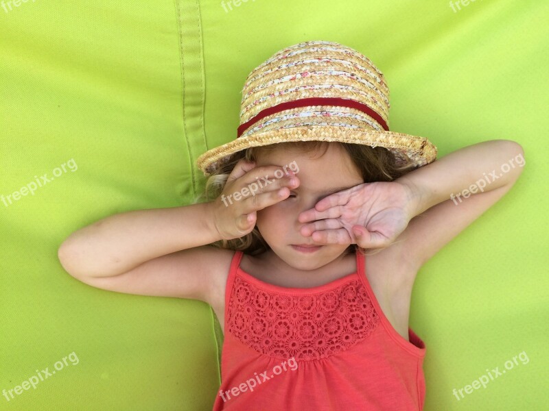 Girl Green Hammock Colorful Cute