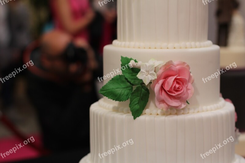 Wedding Cake Decorated Rose Marry Eat