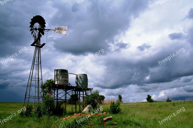 Windmill Clouds Storm Environment Landscape